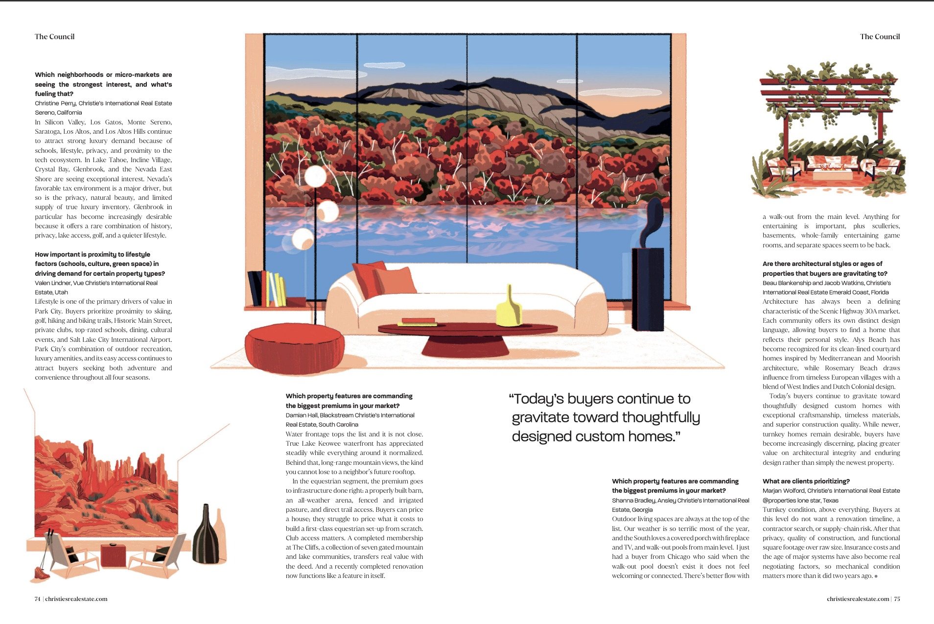 Christie's International Real Estate Magazine pages 74 and 75, The Council, with Damian Hall's answer