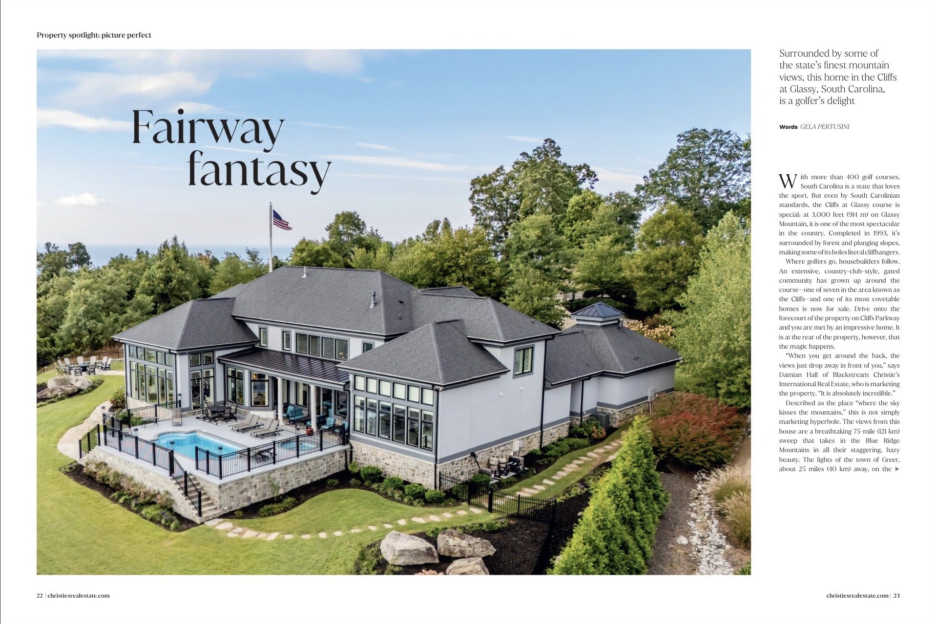 Christie's International Real Estate Magazine 2026 Volume I, Fairway fantasy, 105 The Cliffs Parkway, pages 22 and 23